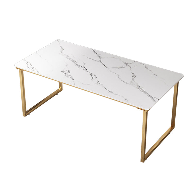 Glam Rectangular Writing Desk Home Stone Office Desk with Metal Legs 39.4"L x 19.7"W x 29.5"H White-Gray Clearhalo 'furn' 'furn_office_desk' 'Furniture' 'Office Desks' 'Office Furniture' 'office_desk' 6428584