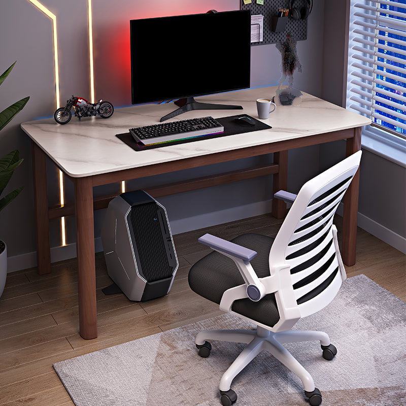 Modern Stone Computer Desk 29.53 "Tall Curved Gaming Desk met houten benen