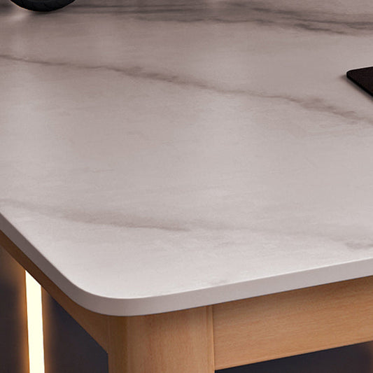 Modern Stone Computer Desk 29.53 "Tall Curved Gaming Desk met houten benen