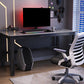 Modern Stone Computer Desk 29.53 "Tall Curved Gaming Desk met houten benen
