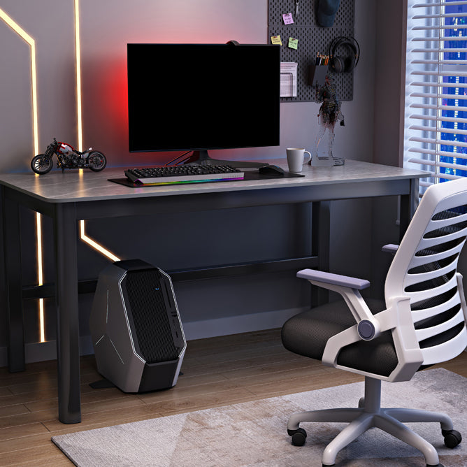 Modern Stone Computer Desk 29.53 "Tall Curved Gaming Desk met houten benen