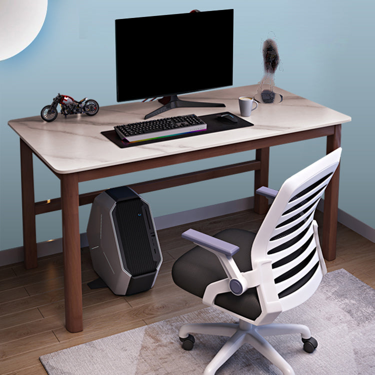 Modern Stone Computer Desk 29.53 "Tall Curved Gaming Desk met houten benen