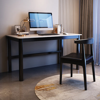 Modern 29.53-inch brede schrijfbureau Stone 1-plank kantoorbureau met houten benen