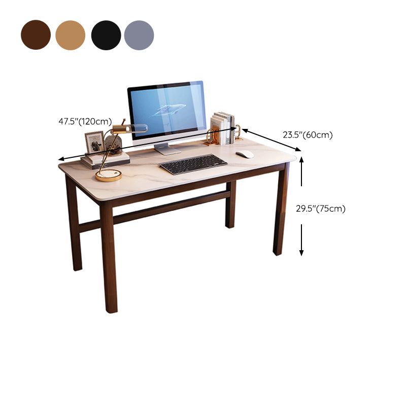 Modern 29.53-inch brede schrijfbureau Stone 1-plank kantoorbureau met houten benen