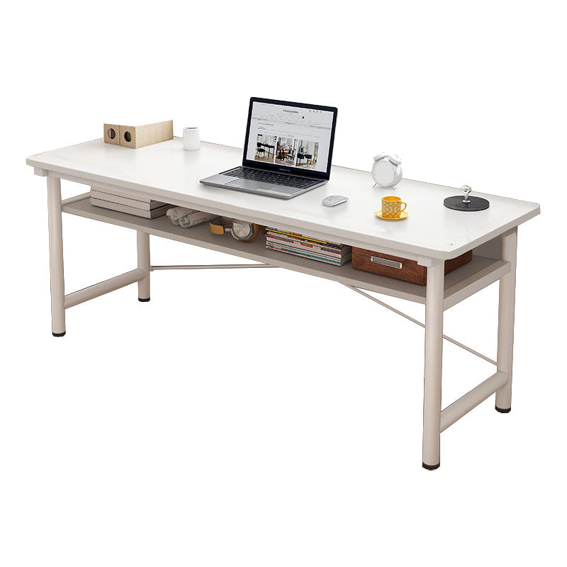 Modern Wooden Office Desk Rectangular Writing Desk with Shelf 47"L x 16"W x 29"H White Shelves Clearhalo 'furn' 'furn_office_desk' 'Furniture' 'Office Desks' 'Office Furniture' 'office_desk' 6428715
