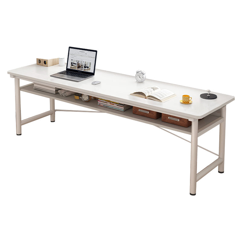 Modern Wooden Office Desk Rectangular Writing Desk with Shelf 63"L x 20"W x 29"H White Shelves Clearhalo 'furn' 'furn_office_desk' 'Furniture' 'Office Desks' 'Office Furniture' 'office_desk' 6428719