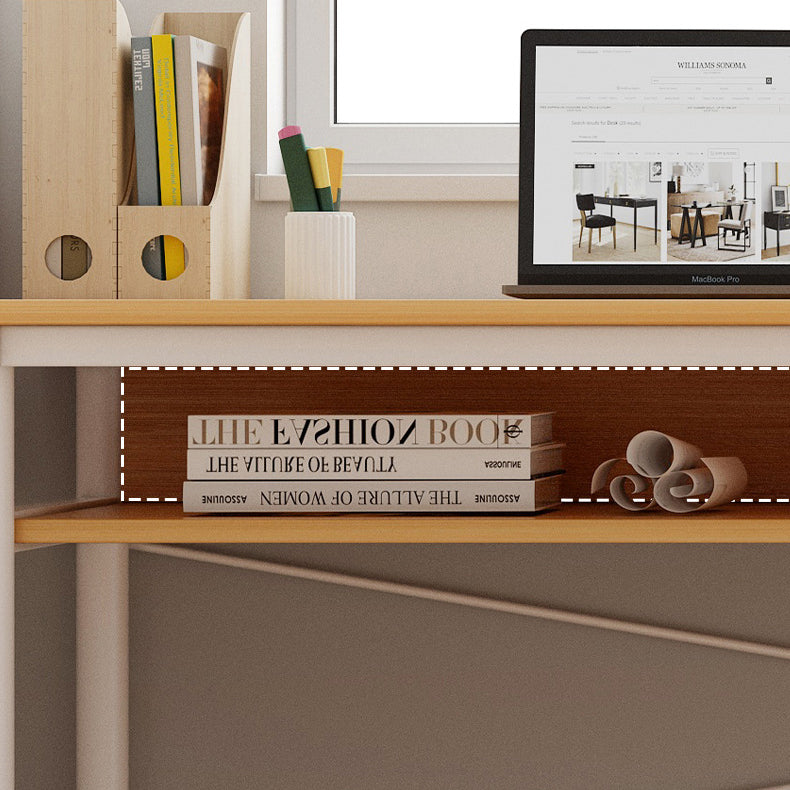 Modern Wooden Office Desk Rectangular Writing Desk with Shelf Clearhalo 'furn' 'furn_office_desk' 'Furniture' 'Office Desks' 'Office Furniture' 'office_desk' 6428727