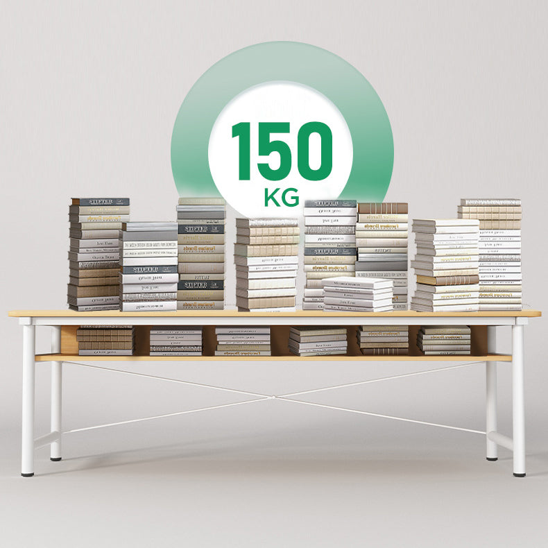 Modern Wooden Office Desk Rectangular Writing Desk with Shelf Clearhalo 'furn' 'furn_office_desk' 'Furniture' 'Office Desks' 'Office Furniture' 'office_desk' 6428732