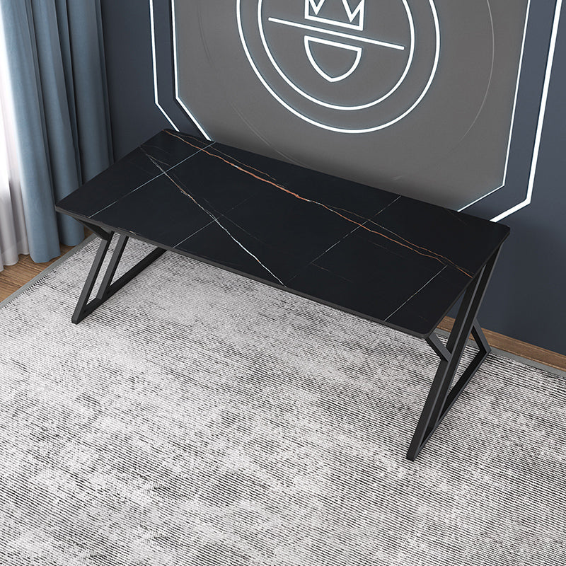 Modern Rectangular Stone Writing Desk Home Office Desk with Metal Legs Black Clearhalo 'furn' 'furn_office_desk' 'Furniture' 'Office Desks' 'Office Furniture' 'office_desk' 6428749