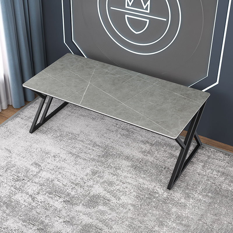 Modern Rectangular Stone Writing Desk Home Office Desk with Metal Legs Grey Clearhalo 'furn' 'furn_office_desk' 'Furniture' 'Office Desks' 'Office Furniture' 'office_desk' 6428750