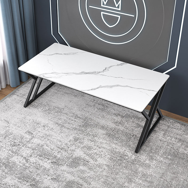 Modern Rectangular Stone Writing Desk Home Office Desk with Metal Legs White Clearhalo 'furn' 'furn_office_desk' 'Furniture' 'Office Desks' 'Office Furniture' 'office_desk' 6428752