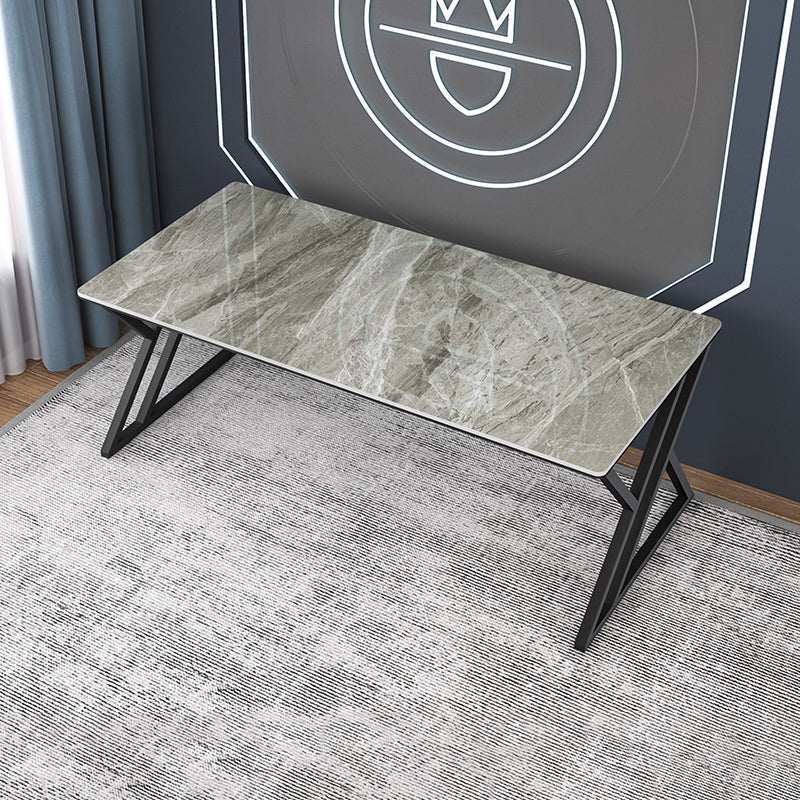 Modern Rectangular Stone Writing Desk Home Office Desk with Metal Legs Gray-White Clearhalo 'furn' 'furn_office_desk' 'Furniture' 'Office Desks' 'Office Furniture' 'office_desk' 6428754
