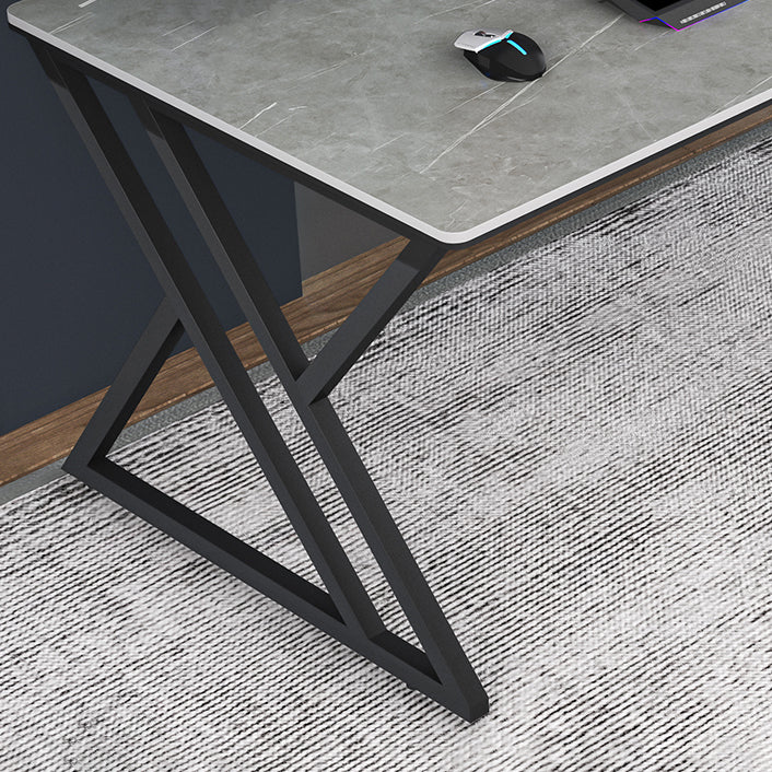 Modern Rectangular Stone Writing Desk Home Office Desk with Metal Legs Clearhalo 'furn' 'furn_office_desk' 'Furniture' 'Office Desks' 'Office Furniture' 'office_desk' 6428757