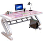 Rectangular Glass Top Office Desk Contemporary Computer Desk Beige Pink Clearhalo 'furn' 'furn_office_desk' 'Furniture' 'Office Desks' 'Office Furniture' 'office_desk' 6428769
