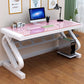 Rectangular Glass Top Office Desk Contemporary Computer Desk 63"L x 23.6"W x 29.5"H White Pink Clearhalo 'furn' 'furn_office_desk' 'Furniture' 'Office Desks' 'Office Furniture' 'office_desk' 6428771