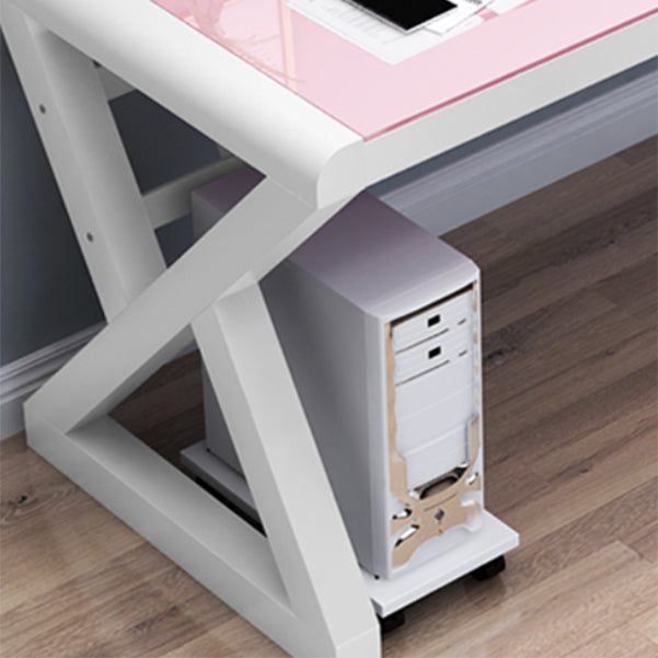 Rectangular Glass Top Office Desk Contemporary Computer Desk Clearhalo 'furn' 'furn_office_desk' 'Furniture' 'Office Desks' 'Office Furniture' 'office_desk' 6428775