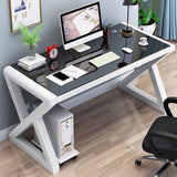 Rectangular Glass Top Office Desk Contemporary Computer Desk Clearhalo 'furn' 'furn_office_desk' 'Furniture' 'Office Desks' 'Office Furniture' 'office_desk' 6428781