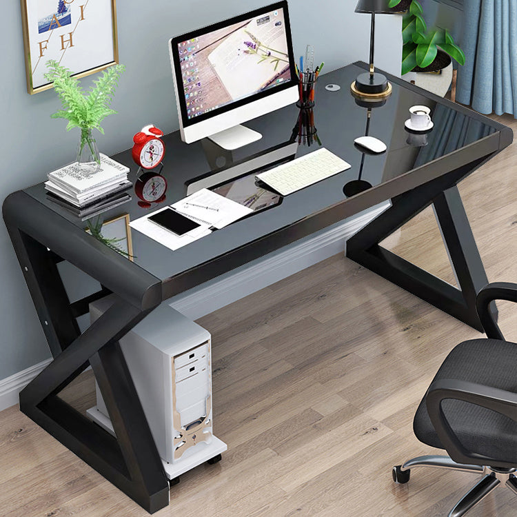 Rectangular Glass Top Office Desk Contemporary Computer Desk Clearhalo 'furn' 'furn_office_desk' 'Furniture' 'Office Desks' 'Office Furniture' 'office_desk' 6428782
