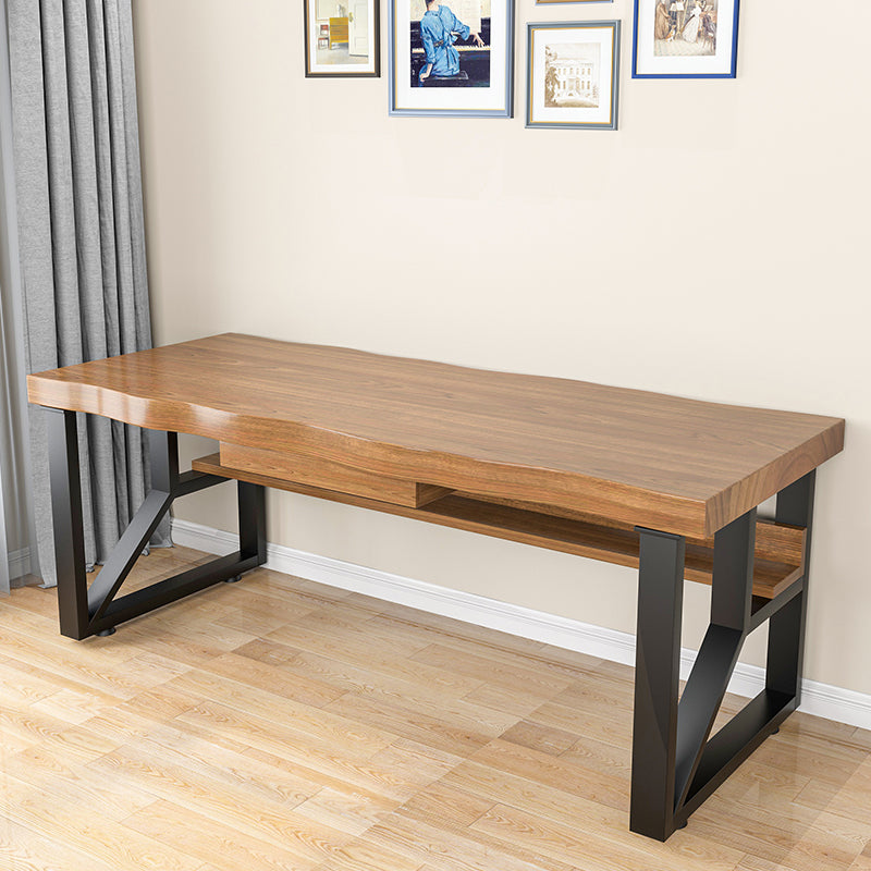 Bruin Industrial Writing Desk rechthoekige vaste houten computer bureau