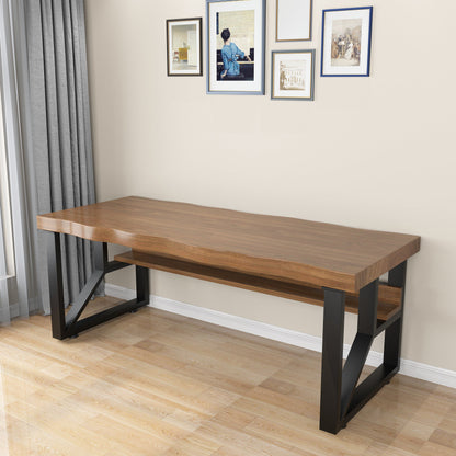 Bruin Industrial Writing Desk rechthoekige vaste houten computer bureau