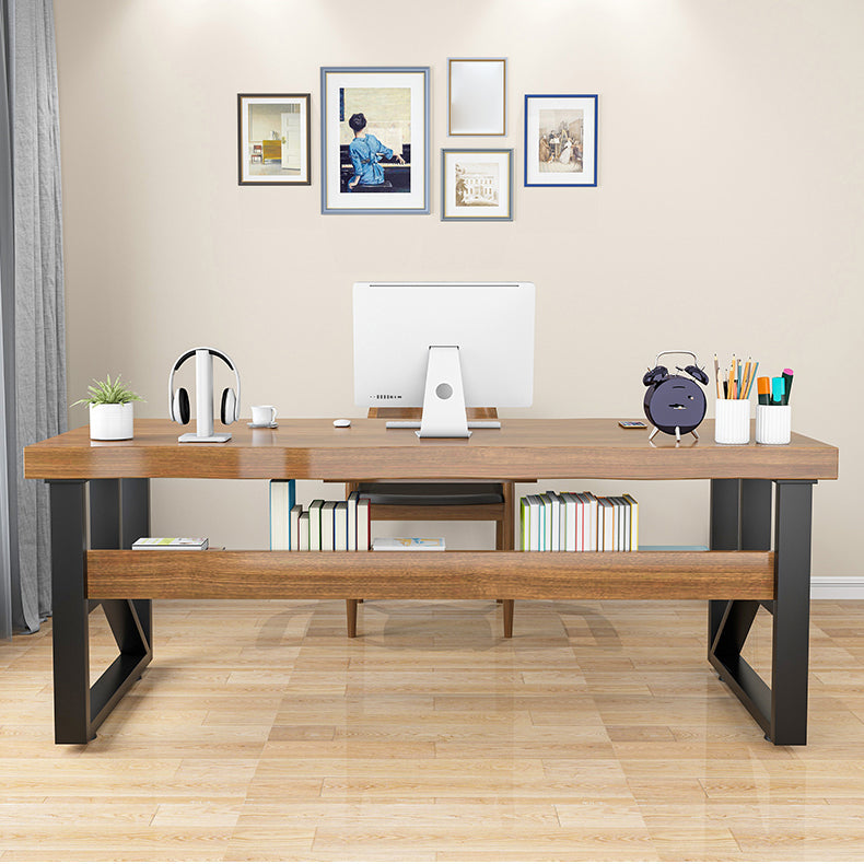 Bruin Industrial Writing Desk rechthoekige vaste houten computer bureau