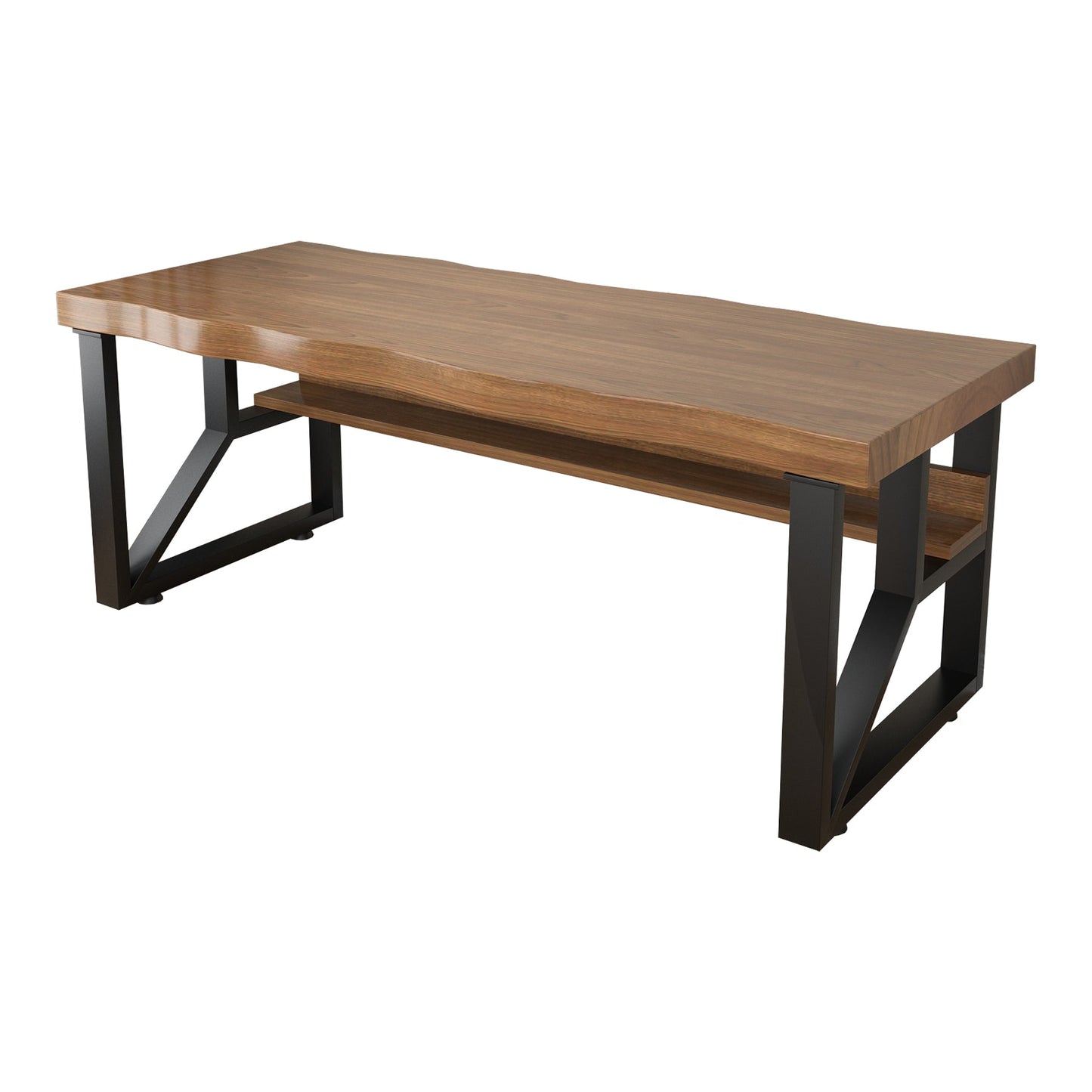 Bruin Industrial Writing Desk rechthoekige vaste houten computer bureau