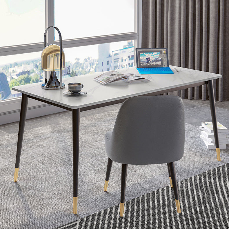 Descrito de escritura de piedra contemporánea escritorio de oficina de 29.53 pulgadas de altura con base de Parsons