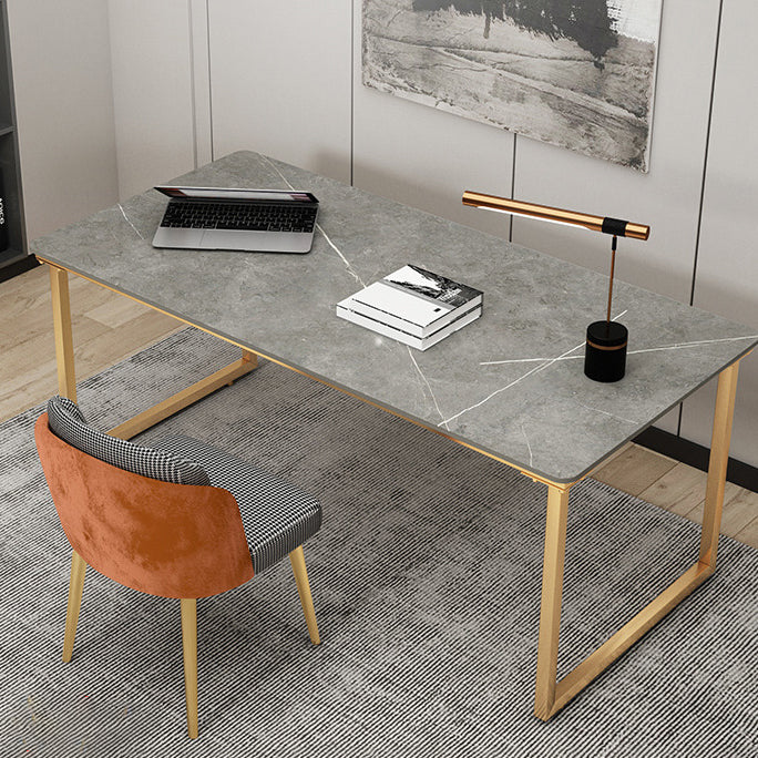 Glam Office Desk antieke afwerking rechthoekige computerbureau met metalen benen