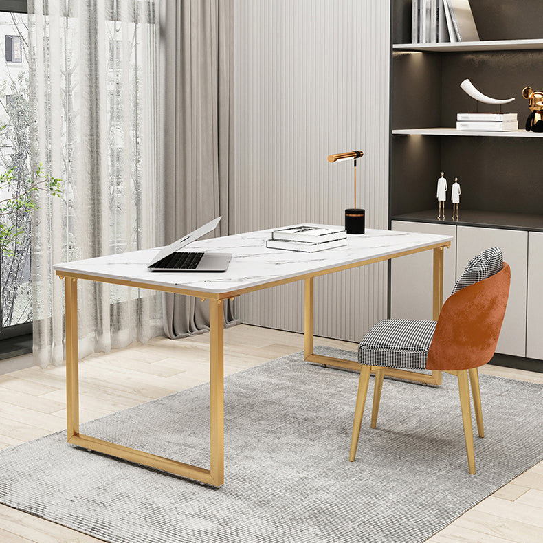 Glam Office Desk antieke afwerking rechthoekige computerbureau met metalen benen