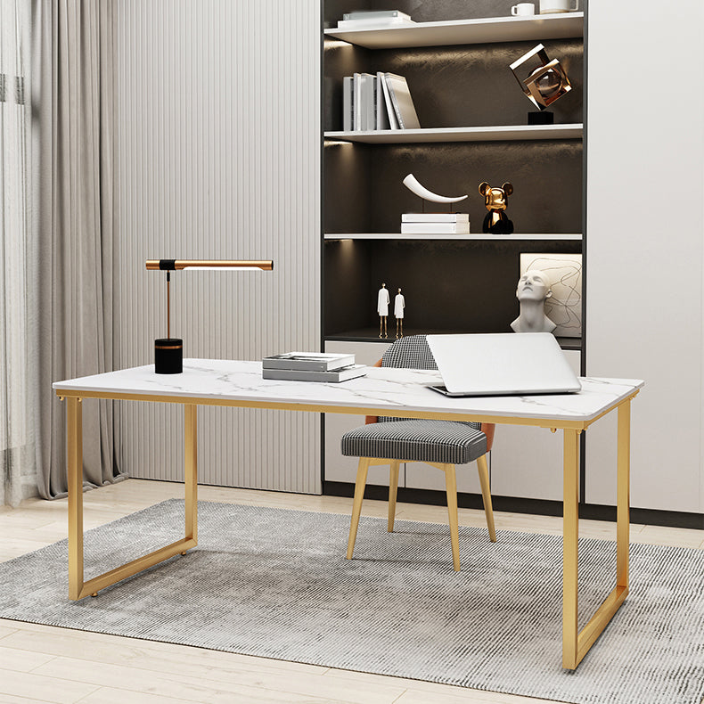 Glam Office Desk antieke afwerking rechthoekige computerbureau met metalen benen