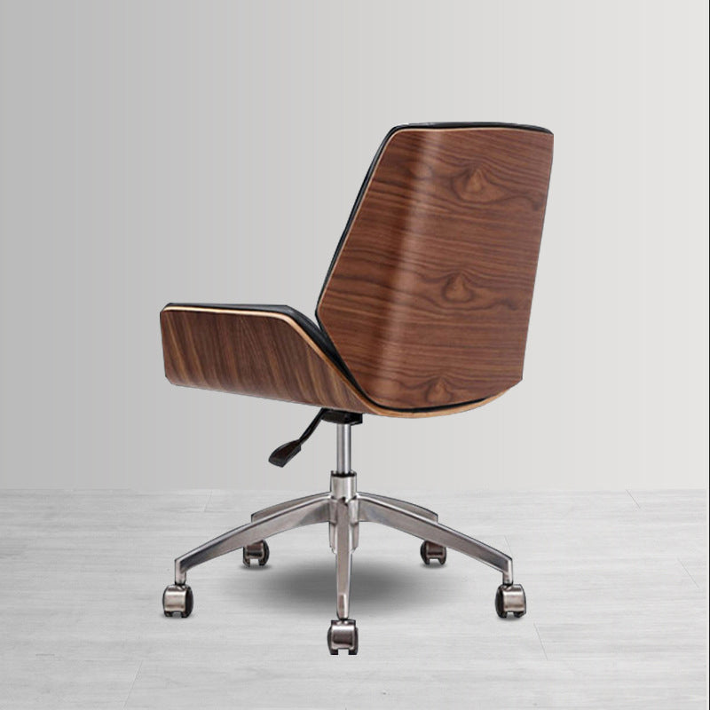 Zeitgenössischer Bürostuhl Faux Leder Aufgabe Mid Back Stuhl mit Rädern