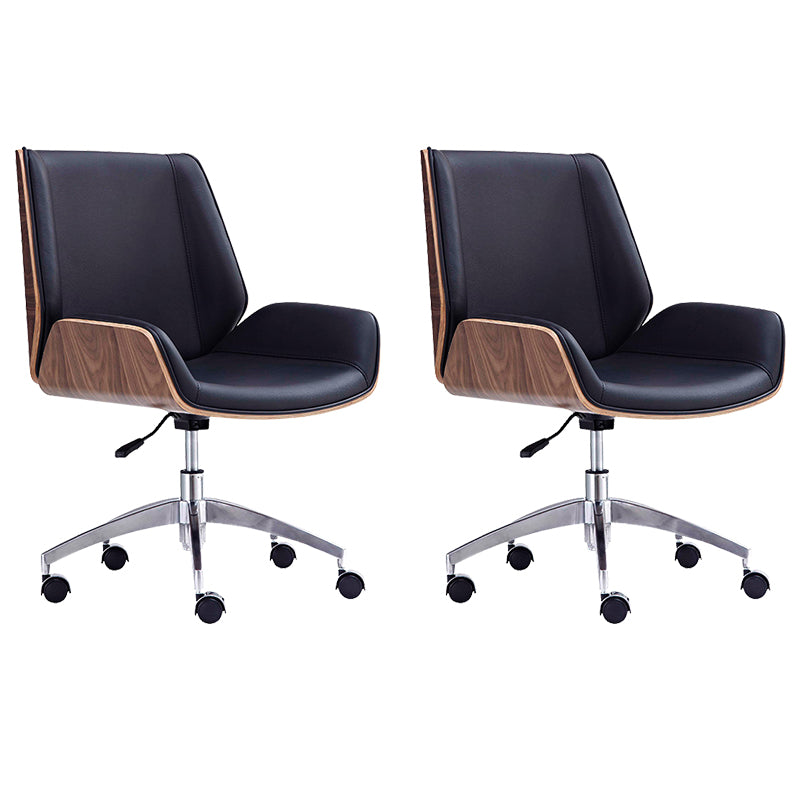 Zeitgenössischer Bürostuhl Faux Leder Aufgabe Mid Back Stuhl mit Rädern