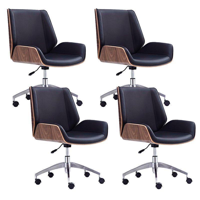 Zeitgenössischer Bürostuhl Faux Leder Aufgabe Mid Back Stuhl mit Rädern