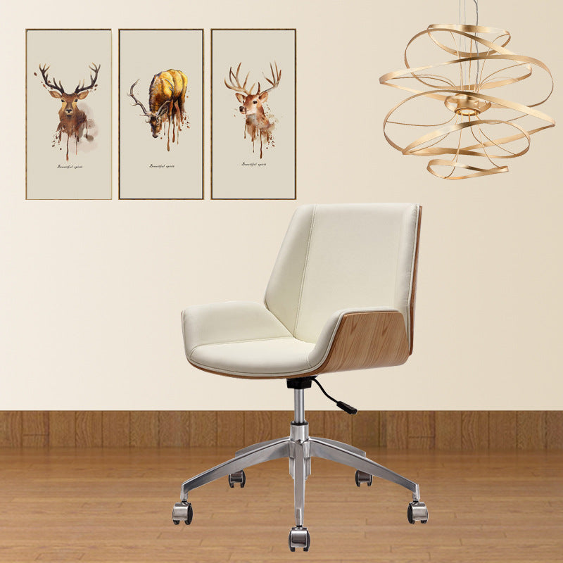 Zeitgenössischer Bürostuhl Faux Leder Aufgabe Mid Back Stuhl mit Rädern