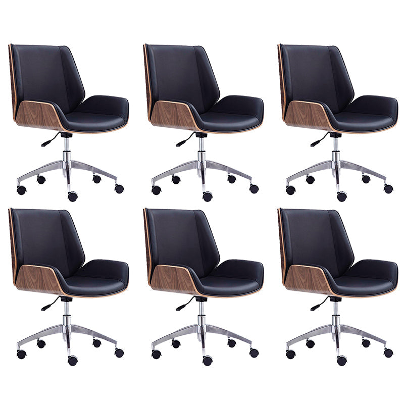 Zeitgenössischer Bürostuhl Faux Leder Aufgabe Mid Back Stuhl mit Rädern