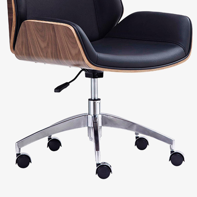 Zeitgenössischer Bürostuhl Faux Leder Aufgabe Mid Back Stuhl mit Rädern