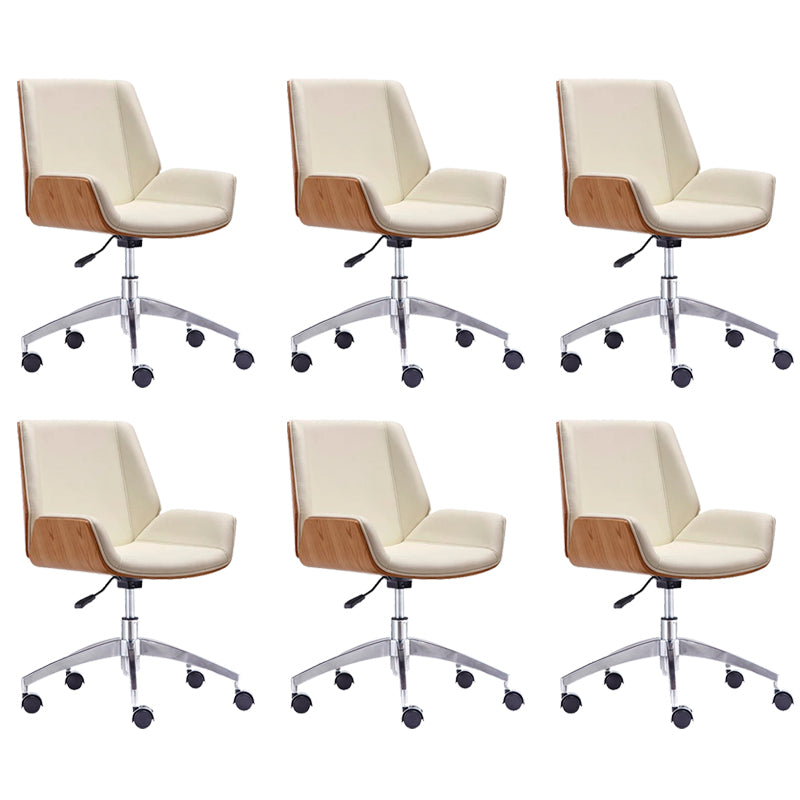 Zeitgenössischer Bürostuhl Faux Leder Aufgabe Mid Back Stuhl mit Rädern