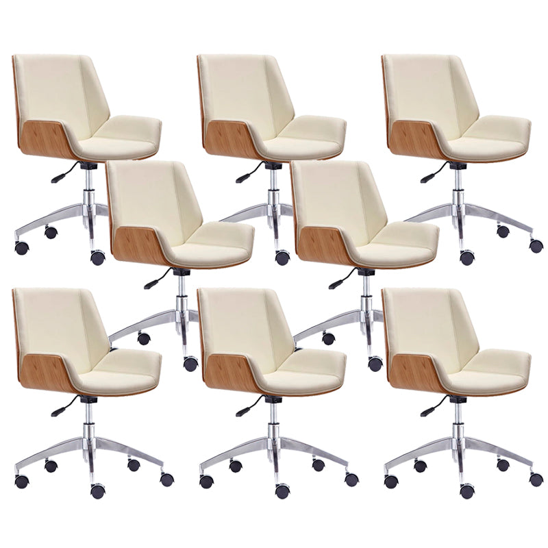 Zeitgenössischer Bürostuhl Faux Leder Aufgabe Mid Back Stuhl mit Rädern