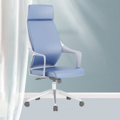 Chaise de bureau moderne en maille/cuir, chaise de conférence à dossier haut avec roulettes