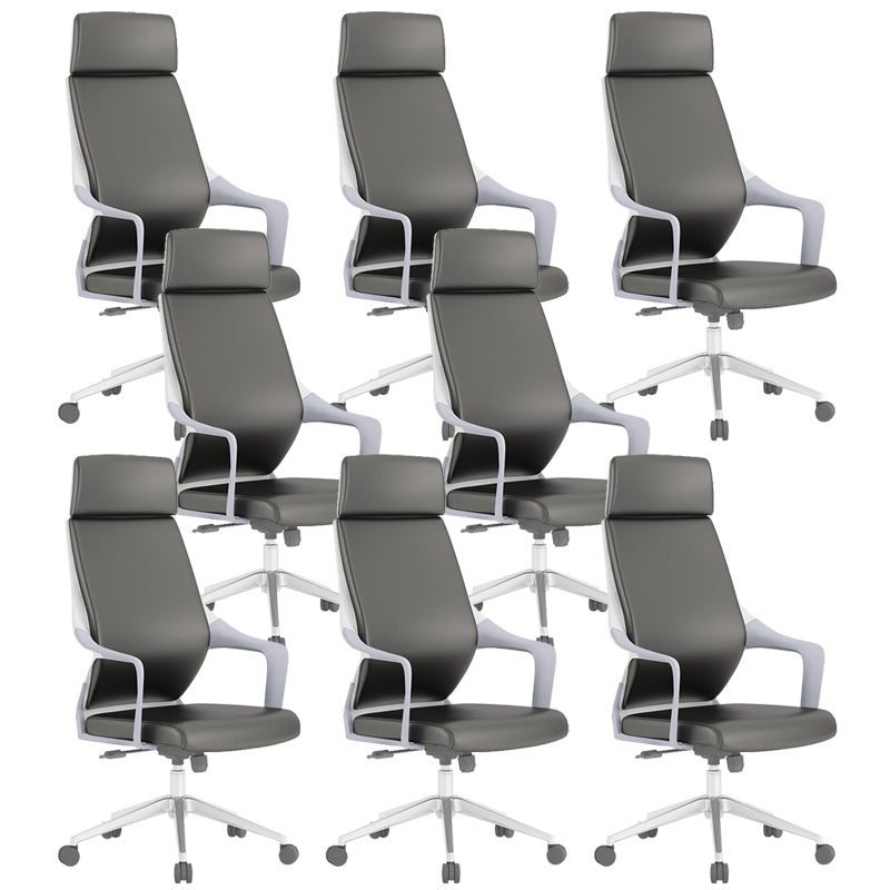 Chaise de bureau moderne en maille/cuir, chaise de conférence à dossier haut avec roulettes