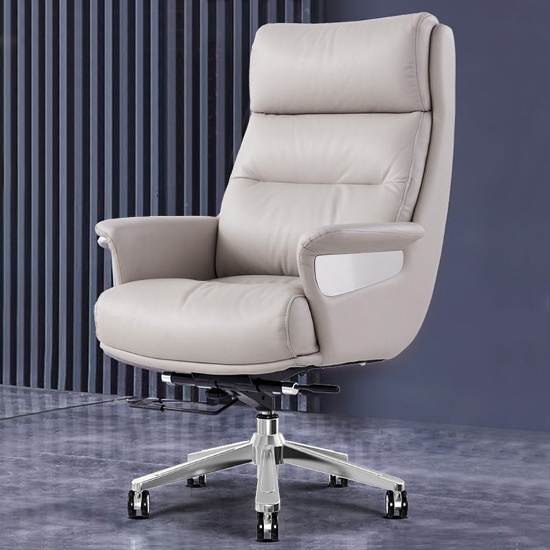 29"W Contemporary Managers Chair High Back Leather Executive Chair Light Gray 1 Piece Clearhalo 'furn' 'furn_office_chair' 'Furniture' 'Office Chairs' 'Office Furniture' 'office_chair' 6430980