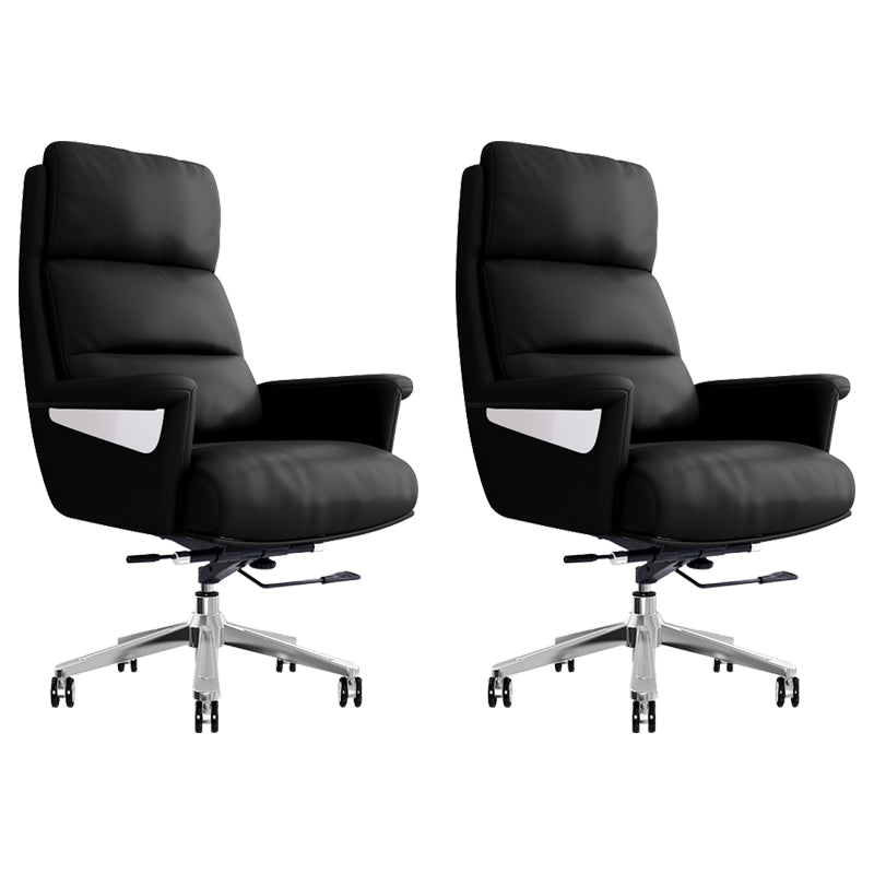 29"W Contemporary Managers Chair High Back Leather Executive Chair Black Faux Leather 2 Piece Set Clearhalo 'furn' 'furn_office_chair' 'Furniture' 'Office Chairs' 'Office Furniture' 'office_chair' 6430987