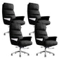29"W Contemporary Managers Chair High Back Leather Executive Chair Black Faux Leather 4 Piece Set Clearhalo 'furn' 'furn_office_chair' 'Furniture' 'Office Chairs' 'Office Furniture' 'office_chair' 6430988