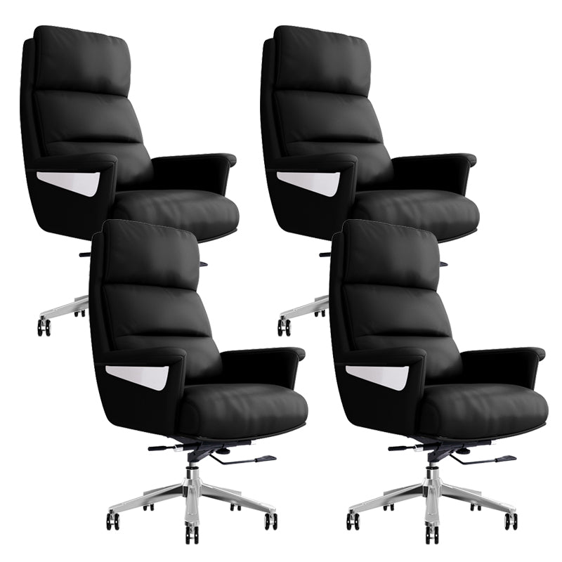 29"W Contemporary Managers Chair High Back Leather Executive Chair Black Faux Leather 4 Piece Set Clearhalo 'furn' 'furn_office_chair' 'Furniture' 'Office Chairs' 'Office Furniture' 'office_chair' 6430988