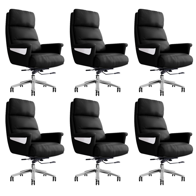 29"W Contemporary Managers Chair High Back Leather Executive Chair Black Faux Leather 6 Piece Set Clearhalo 'furn' 'furn_office_chair' 'Furniture' 'Office Chairs' 'Office Furniture' 'office_chair' 6430989