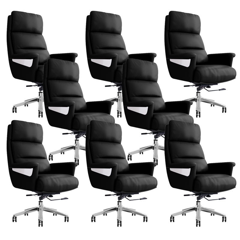 29"W Contemporary Managers Chair High Back Leather Executive Chair Black Faux Leather 8 Piece Set Clearhalo 'furn' 'furn_office_chair' 'Furniture' 'Office Chairs' 'Office Furniture' 'office_chair' 6430990