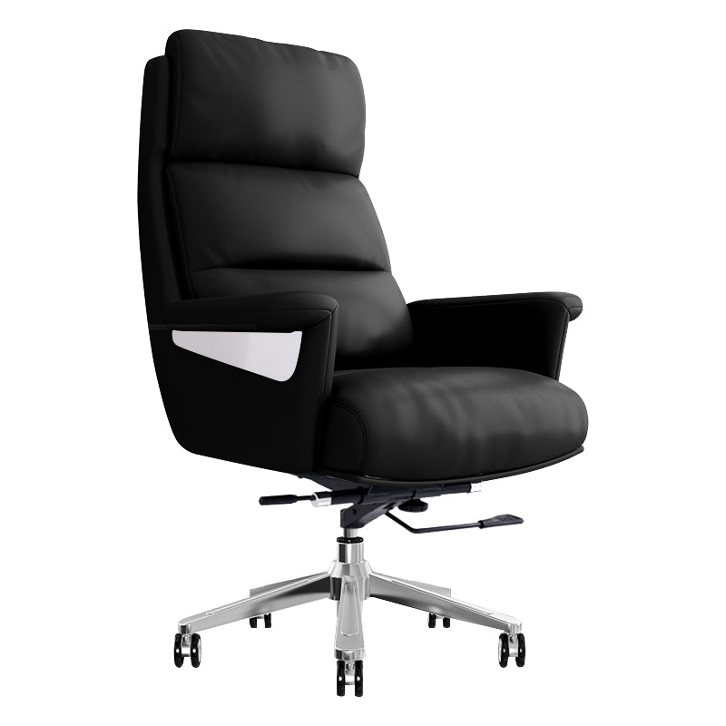 29"W Contemporary Managers Chair High Back Leather Executive Chair Black Genuine Leather 1 Piece Clearhalo 'furn' 'furn_office_chair' 'Furniture' 'Office Chairs' 'Office Furniture' 'office_chair' 6430991