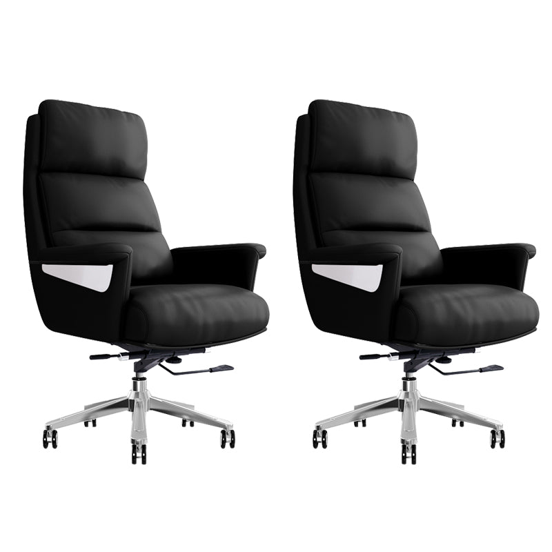 29"W Contemporary Managers Chair High Back Leather Executive Chair Black Genuine Leather 2 Piece Set Clearhalo 'furn' 'furn_office_chair' 'Furniture' 'Office Chairs' 'Office Furniture' 'office_chair' 6430992