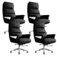 29"W Contemporary Managers Chair High Back Leather Executive Chair Black Genuine Leather 4 Piece Set Clearhalo 'furn' 'furn_office_chair' 'Furniture' 'Office Chairs' 'Office Furniture' 'office_chair' 6430993