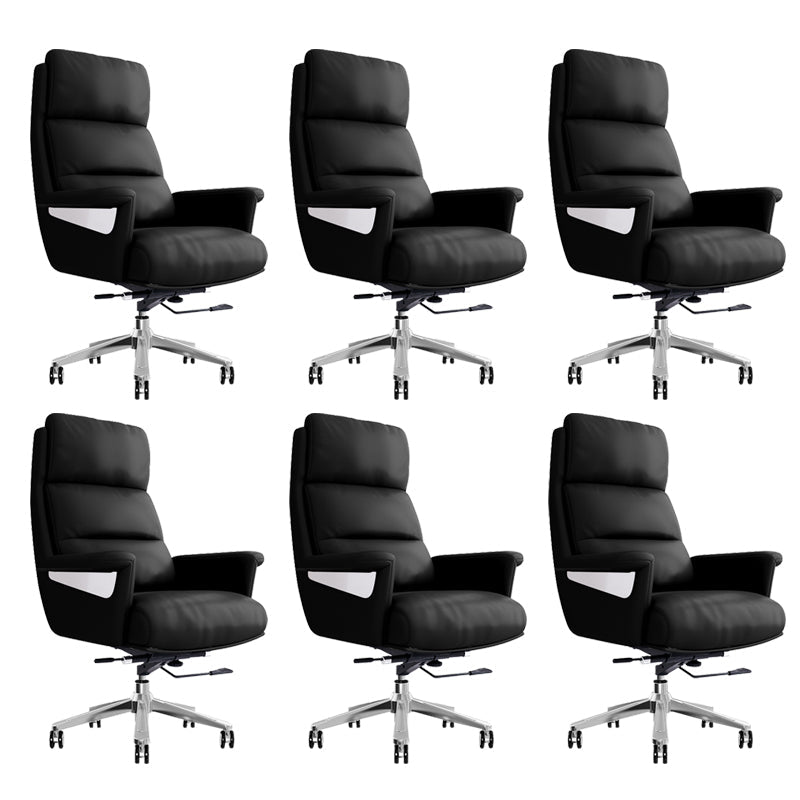 29"W Contemporary Managers Chair High Back Leather Executive Chair Black Genuine Leather 6 Piece Set Clearhalo 'furn' 'furn_office_chair' 'Furniture' 'Office Chairs' 'Office Furniture' 'office_chair' 6430994
